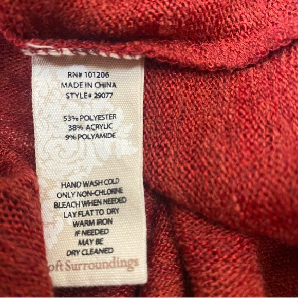 Soft Surroundings Valentina half zip red lightweight sweater top size XS - Picture 10 of 10